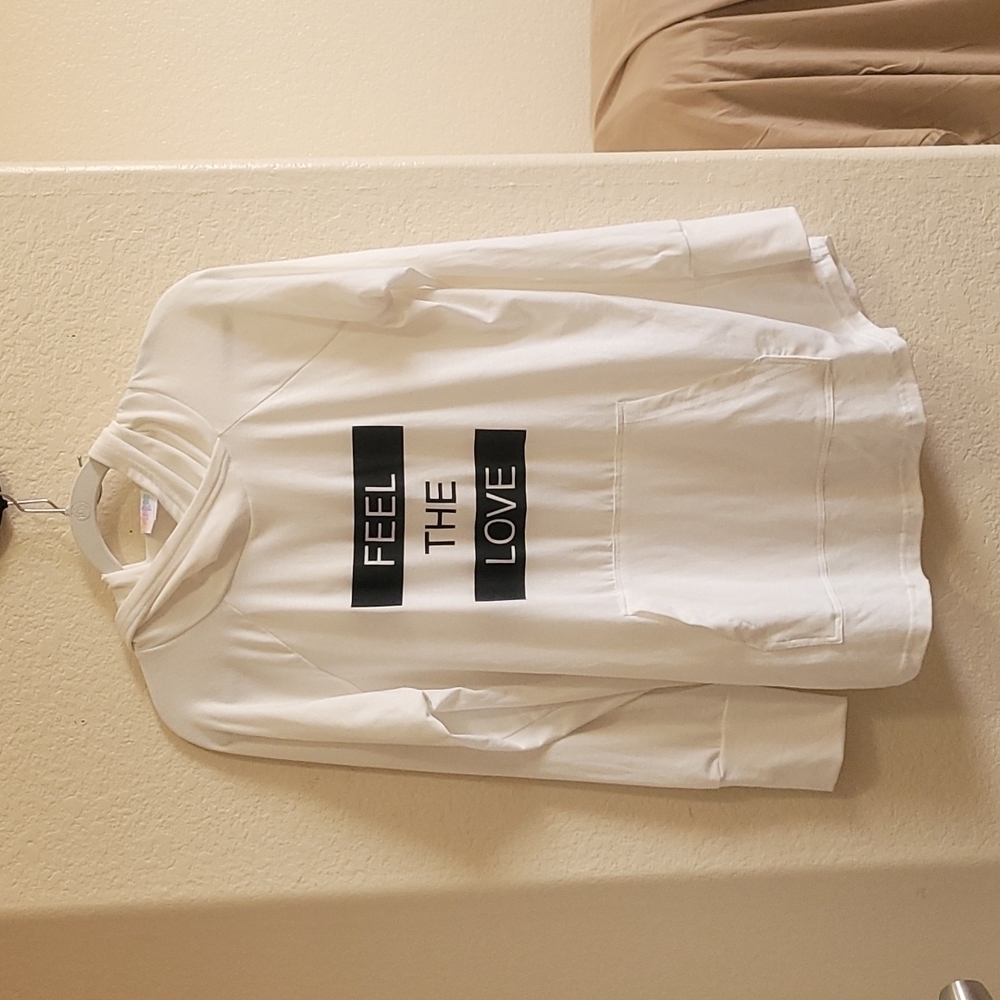 LuLaRoe Feel the Love Hoodie Long Sleeve Shirt L